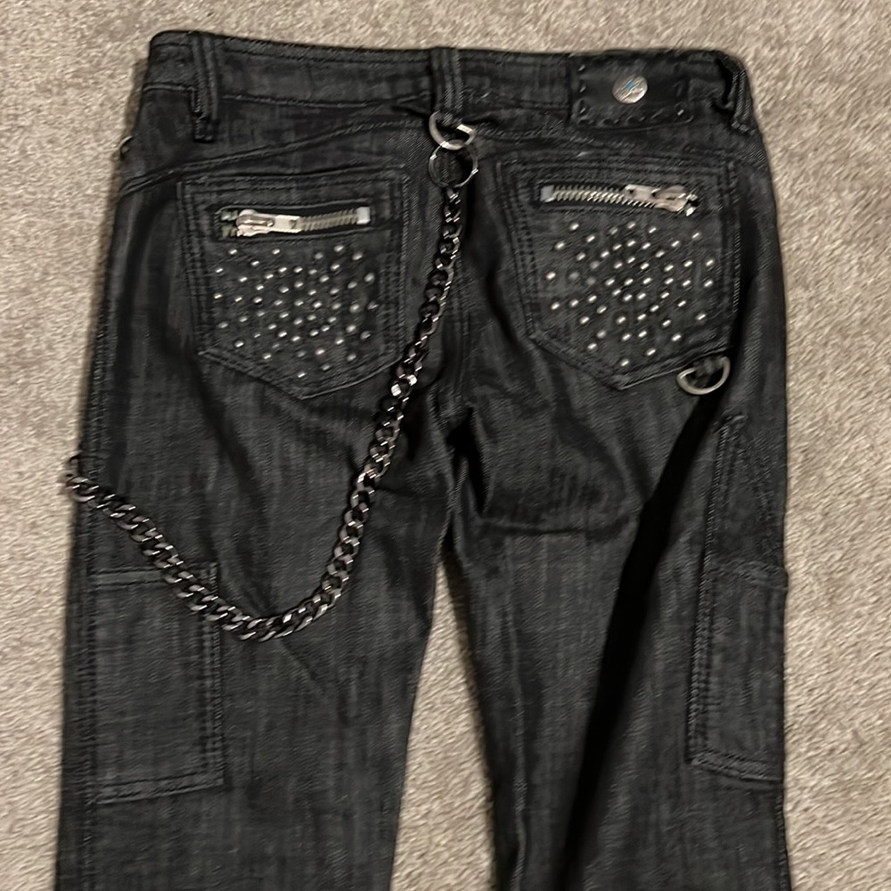 Antik denim studs and chain